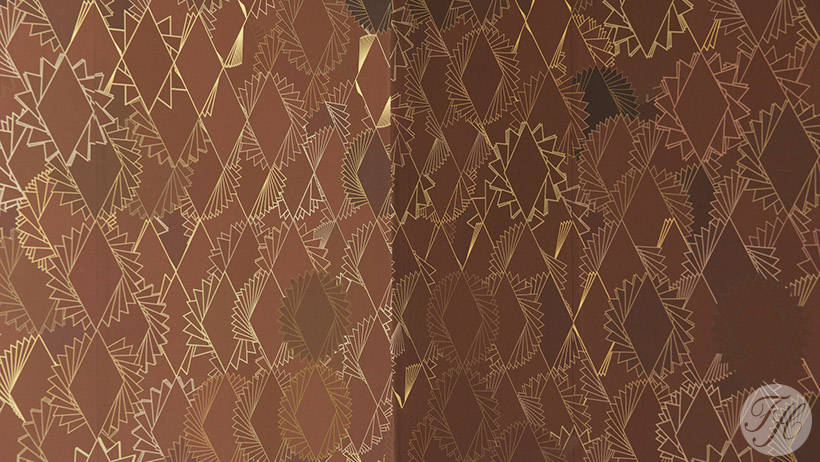 Detail van door behangontwerper Pavèl van Houten speciaal ontworpen behang in ledenlokalen Artis Amsterdam