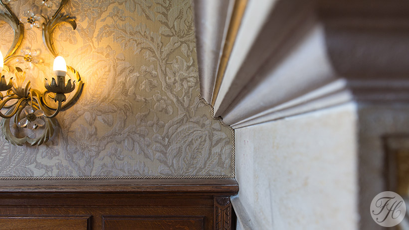 detail stof en patroon voor wandbespanning Jachthuis Beukenrode te Doorn