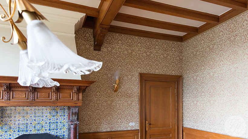 behang in kamer Jachthuis Beukenrode