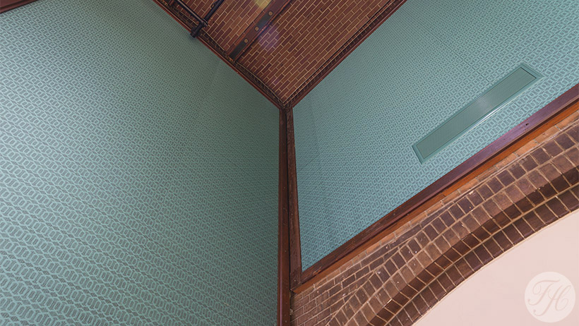 Beurs van Berlage stoffen wandbespanning Stoffen wandbespanning en akoustisch materiaal in administratiezaal