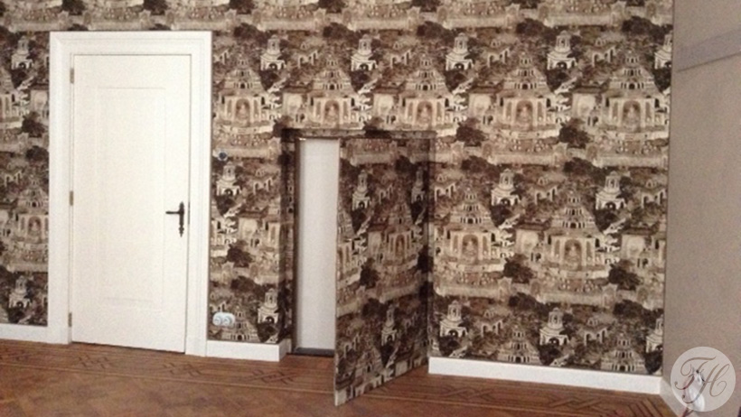 blinde deur voorzien van stof muziekkamer woonhuis Breda