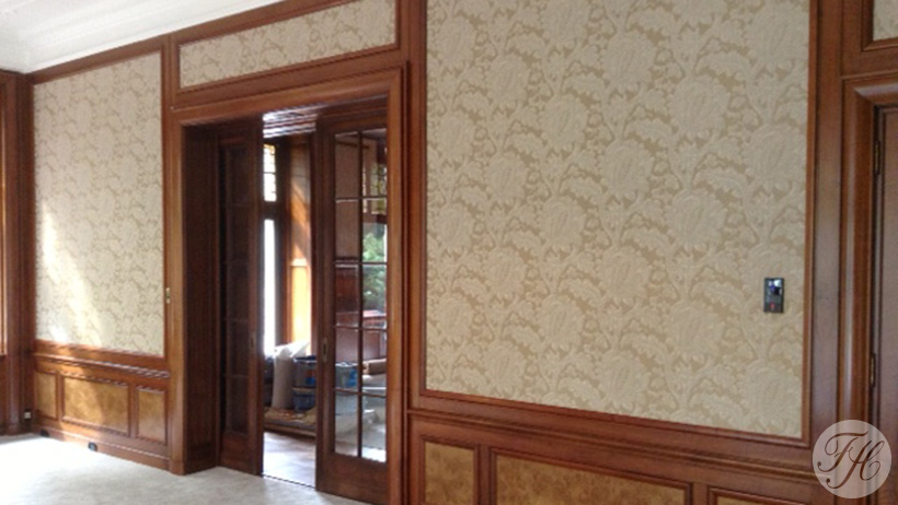 panelen met spanstof op betengelde ondergrond Villa Eemwijk