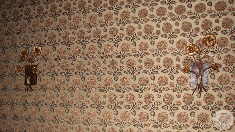 detail stoffen wandbespanning herenhuis