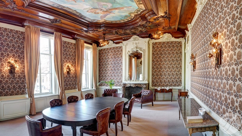 stijlkamer met wandbespanning historisch grachtenpand en herenhuis Herengracht 500 Amsterdam