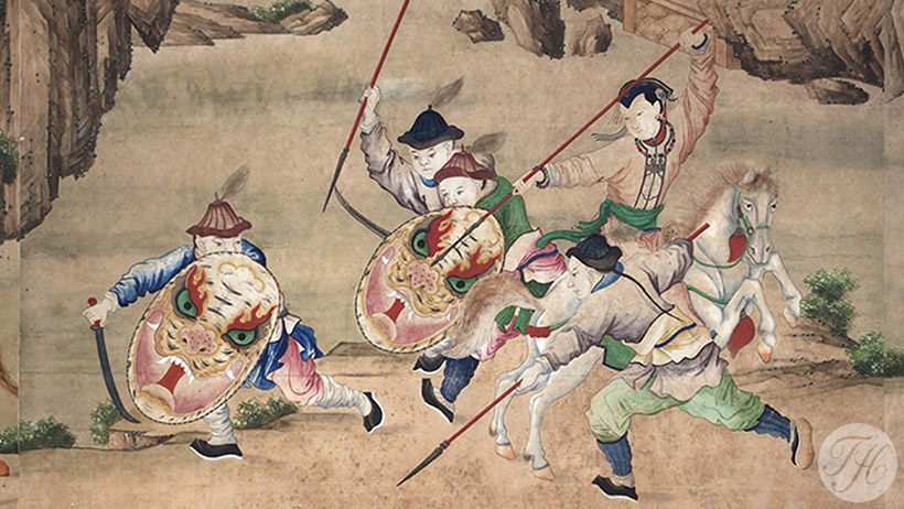 Detail van gerestaureerd behang in Museum MOA, Oud-Amelisweerd