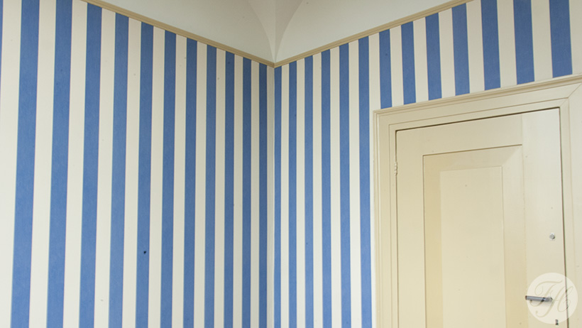 betengeling en behang aangebracht in monumentaal pand Ridderhofstad Gunterstein Breukelen