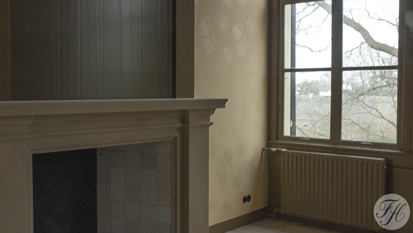 behang aangebracht in monumentaal pand Ridderhofstad Gunterstein Breukelen