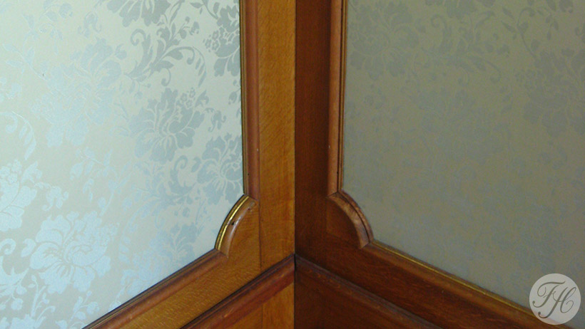 detail wanden met wandbespanning stof