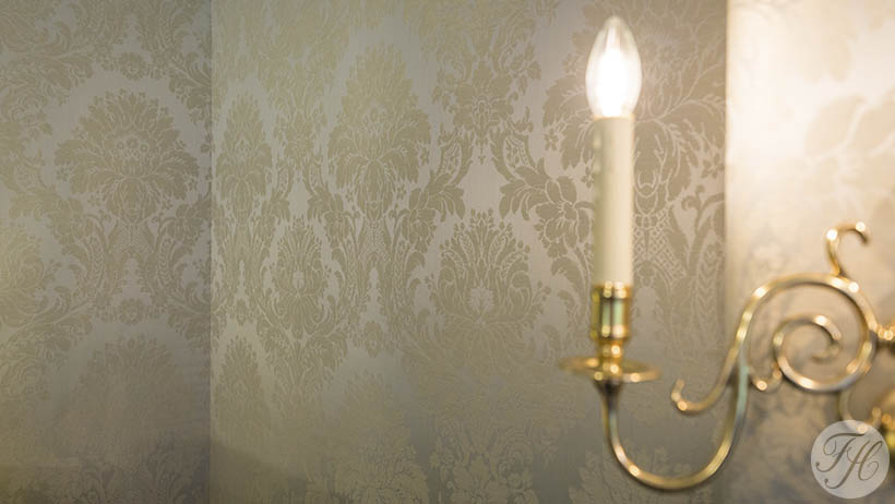 Detail van de stoffen wandbespanning