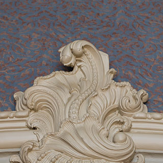 Stoffen wandbespanning monumentaal pand West-Indisch Huis Dordrecht